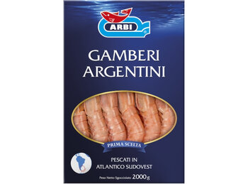 Gamberi argentini, pack prodotto–Arbi