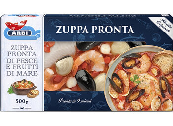 Zuppa pronta di pesce e frutti di mare pack prodotto–Arbi