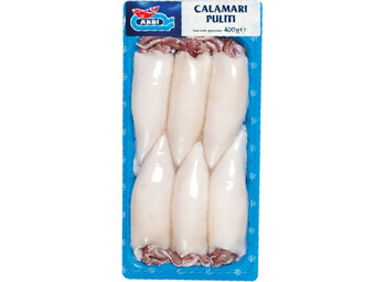Calamari puliti, pack prodotto–Arbi