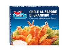 Crab-flavoured claws. Food product made of surimi