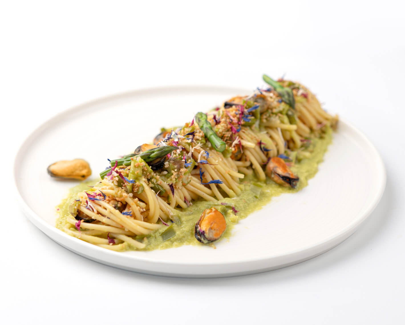 Spaghettoni Cozze e Asparagi