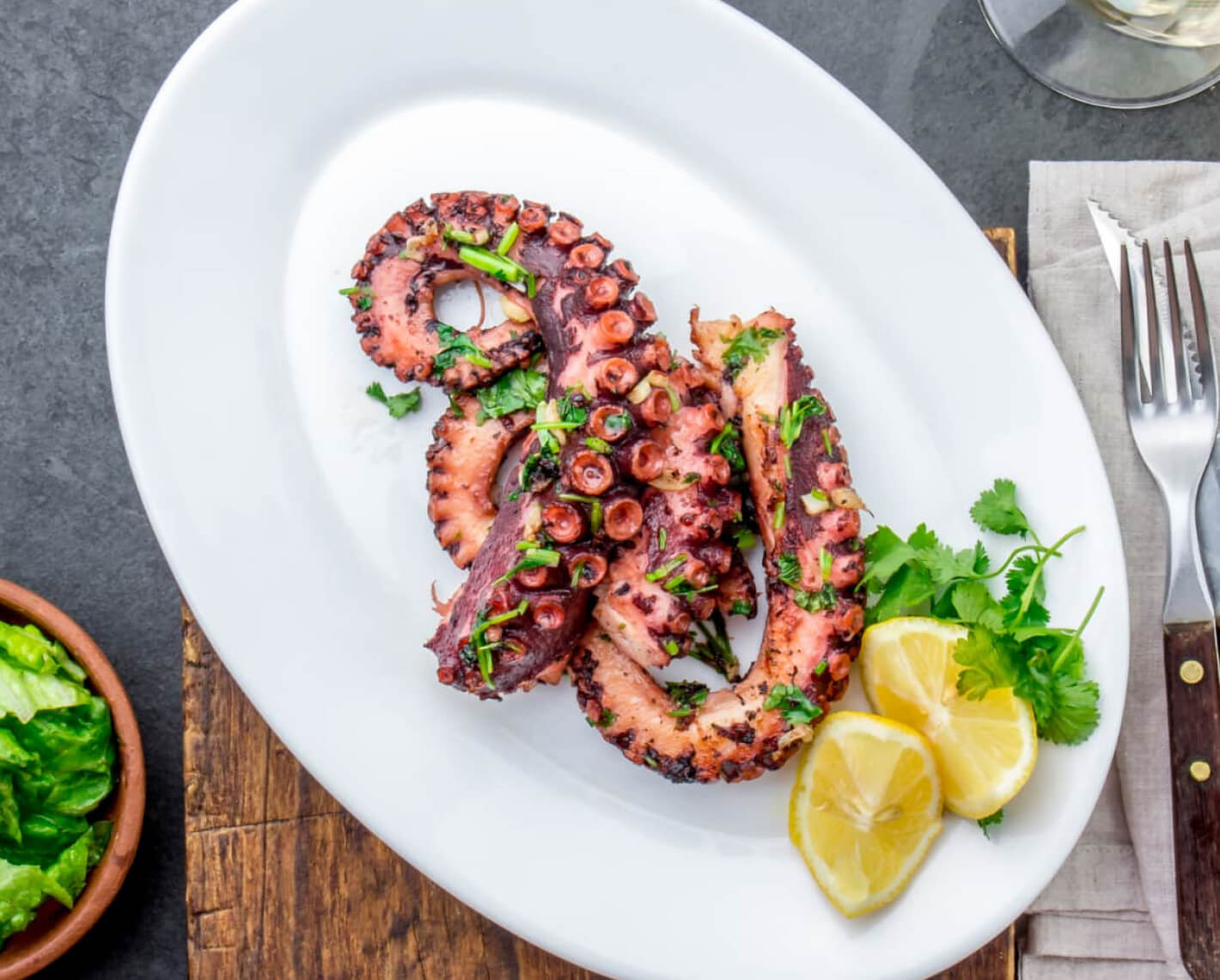 Octopus on the griddle with chestnut puree